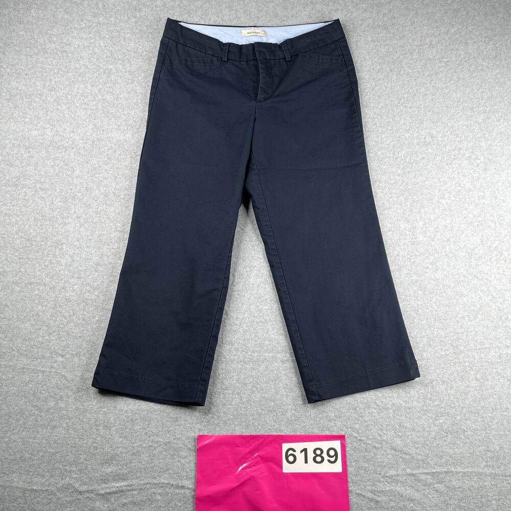 Dockers Crop Capri Chino Womens Size 4 Navy Blue Casual Classic